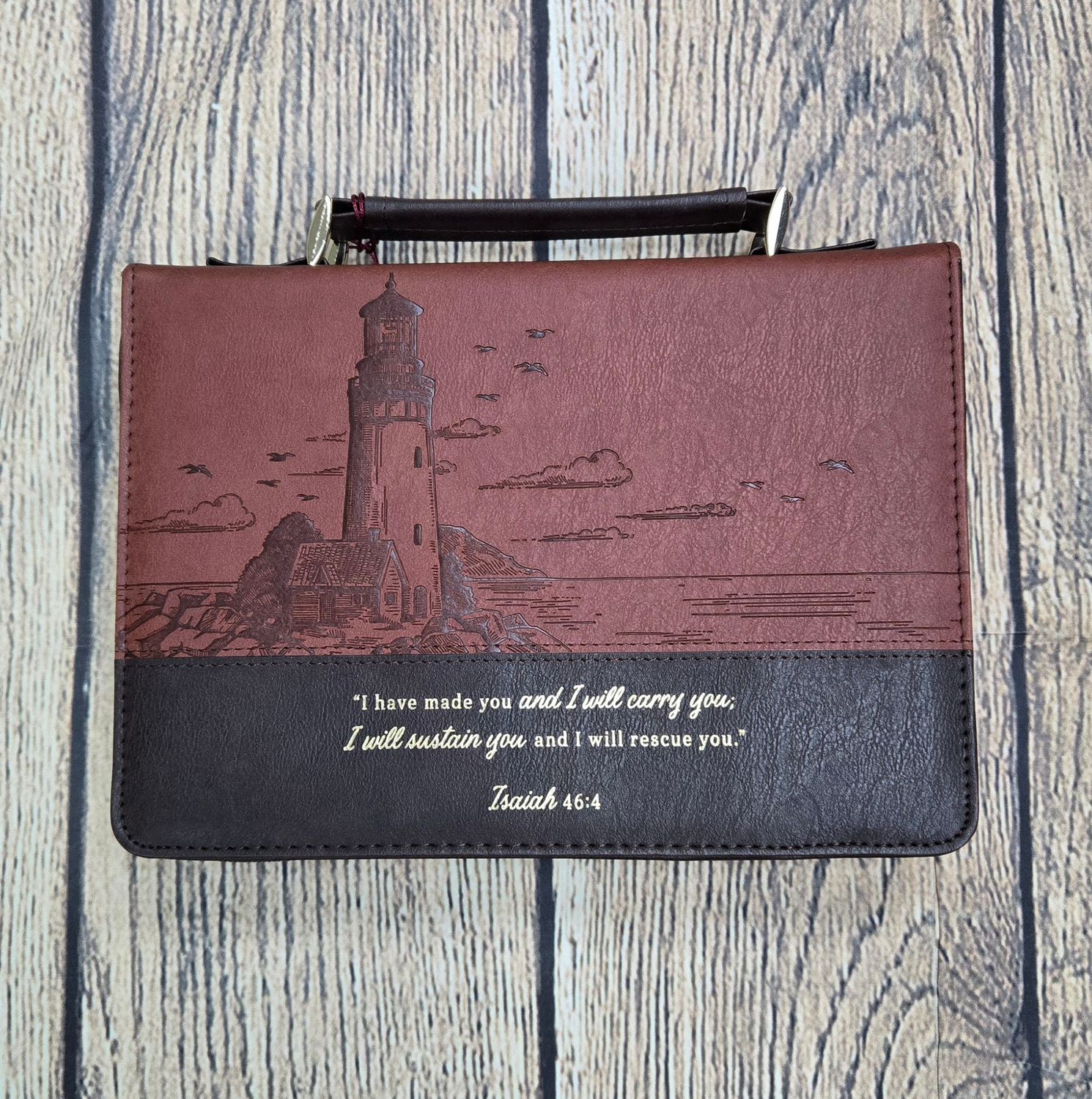 I Will Carry You Brown Two-Tone Faux Leather Large Bible Cover
