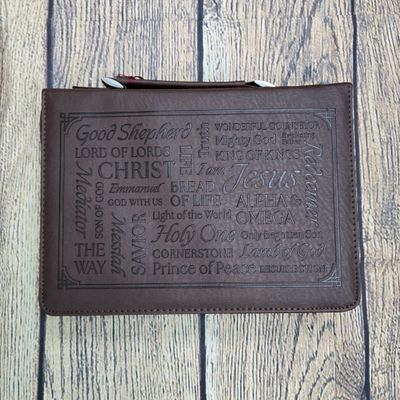 Names of Jesus Walnut Brown Faux Leather X-Large Bible Cover