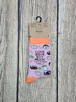 I Love Jesus Soy Much Bless My Sole Sock