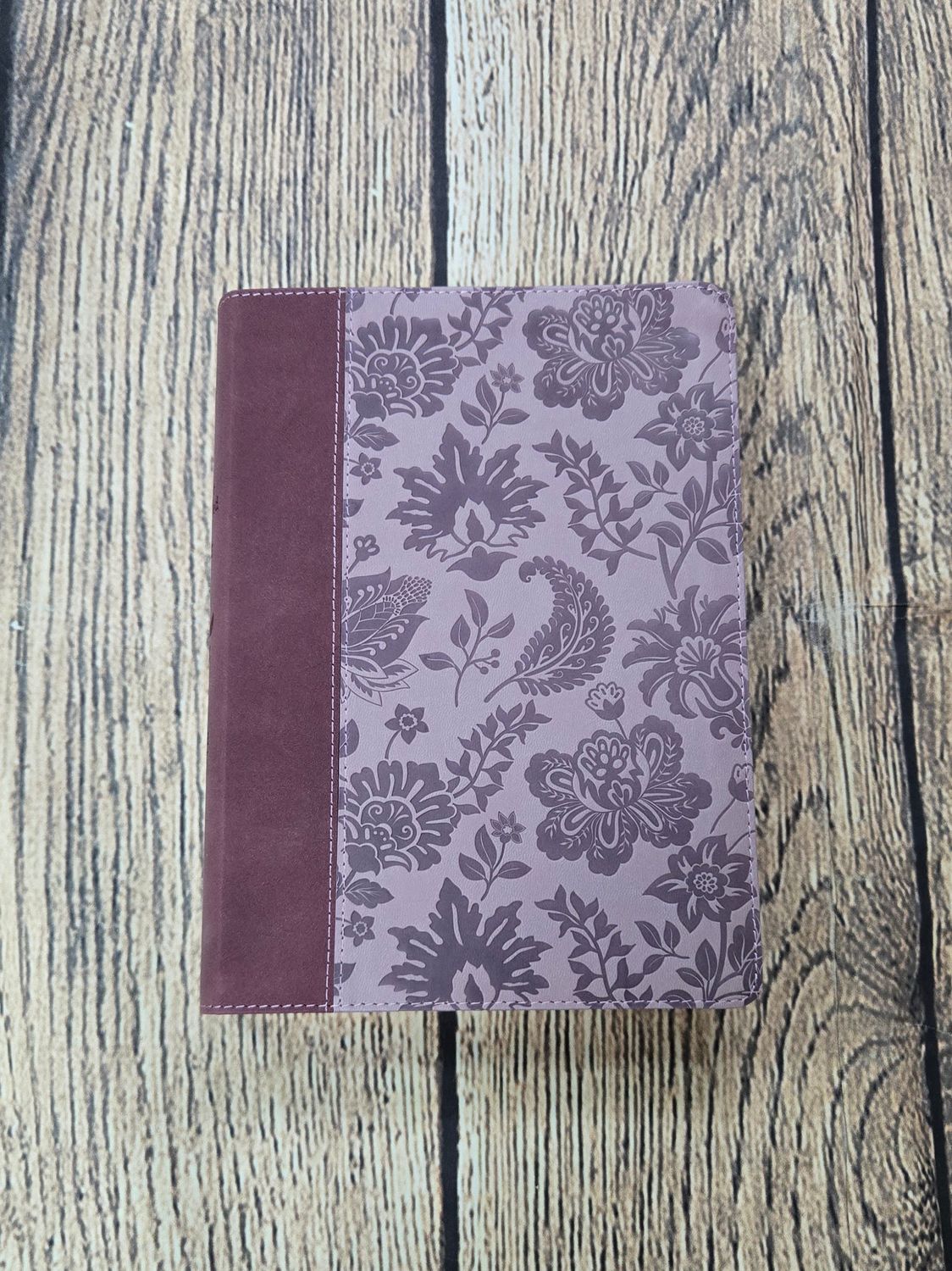 SKJV Bible - Large Print - Thumb Indexed - Plum and Paisley Bonded Leather