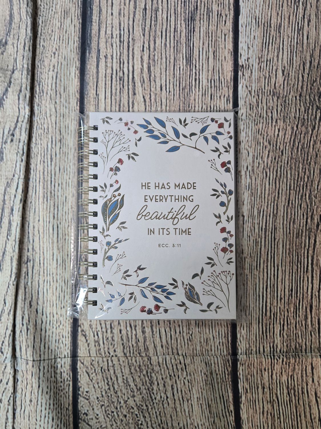 He Has Made Everything Beautiful Ivory Floral Wirebound Journal