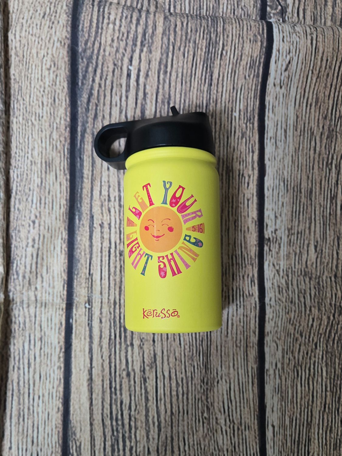 Let Your Light Shine Yellow 12 oz Stainless Steel Kids Sports Bottle