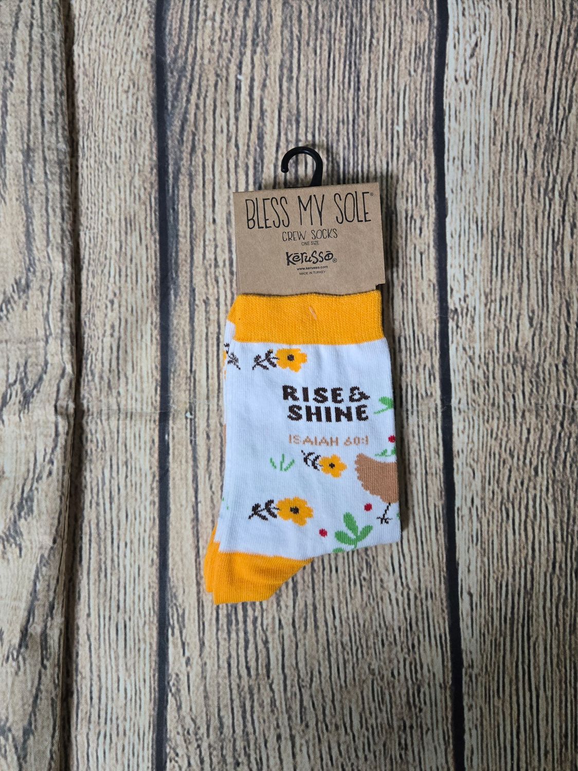 Rise and Shine Bless My Sole Kerusso Funny Sock