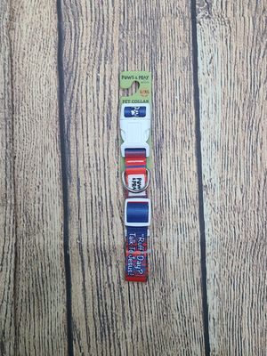 Paws and Pray Ruff Day Orange and Blue Colored Large/X-Large Pet Collar