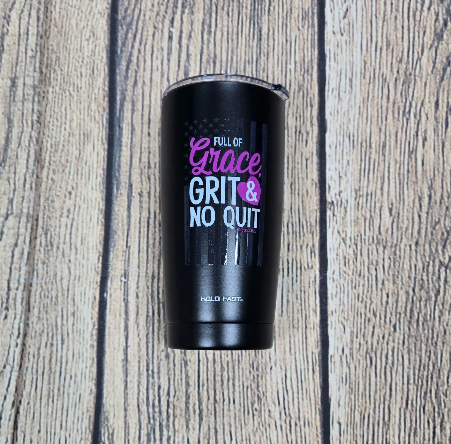 Full of Grace and Grit No Quit Black 20 oz Stainless Steel Mug