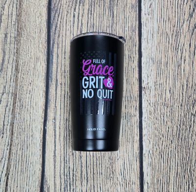 Full of Grace and Grit No Quit Black 20 oz Stainless Steel Mug