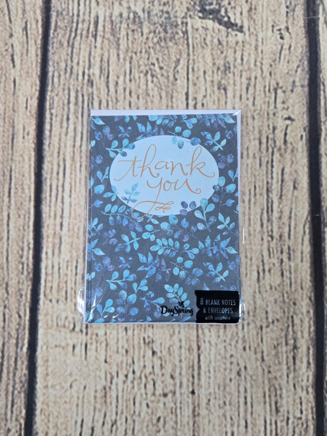 Blue Leaves Thank You Card and Envelope Package