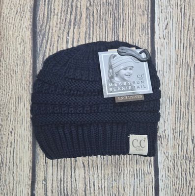 Kids Solid Classic C.C. Beanie Tail - Navy Color
