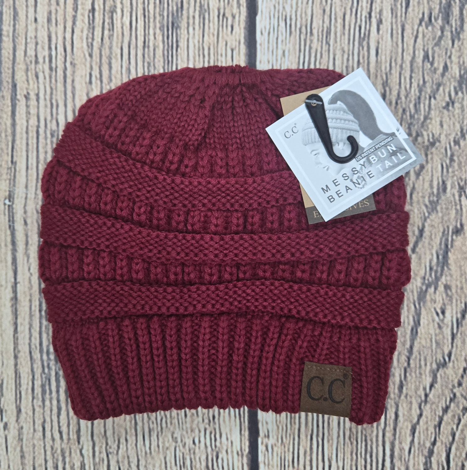 Solid Classic C.C. Beanie Tail - Burgundy Color