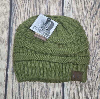 Solid Classic C.C. Beanie Tail - Olive Color
