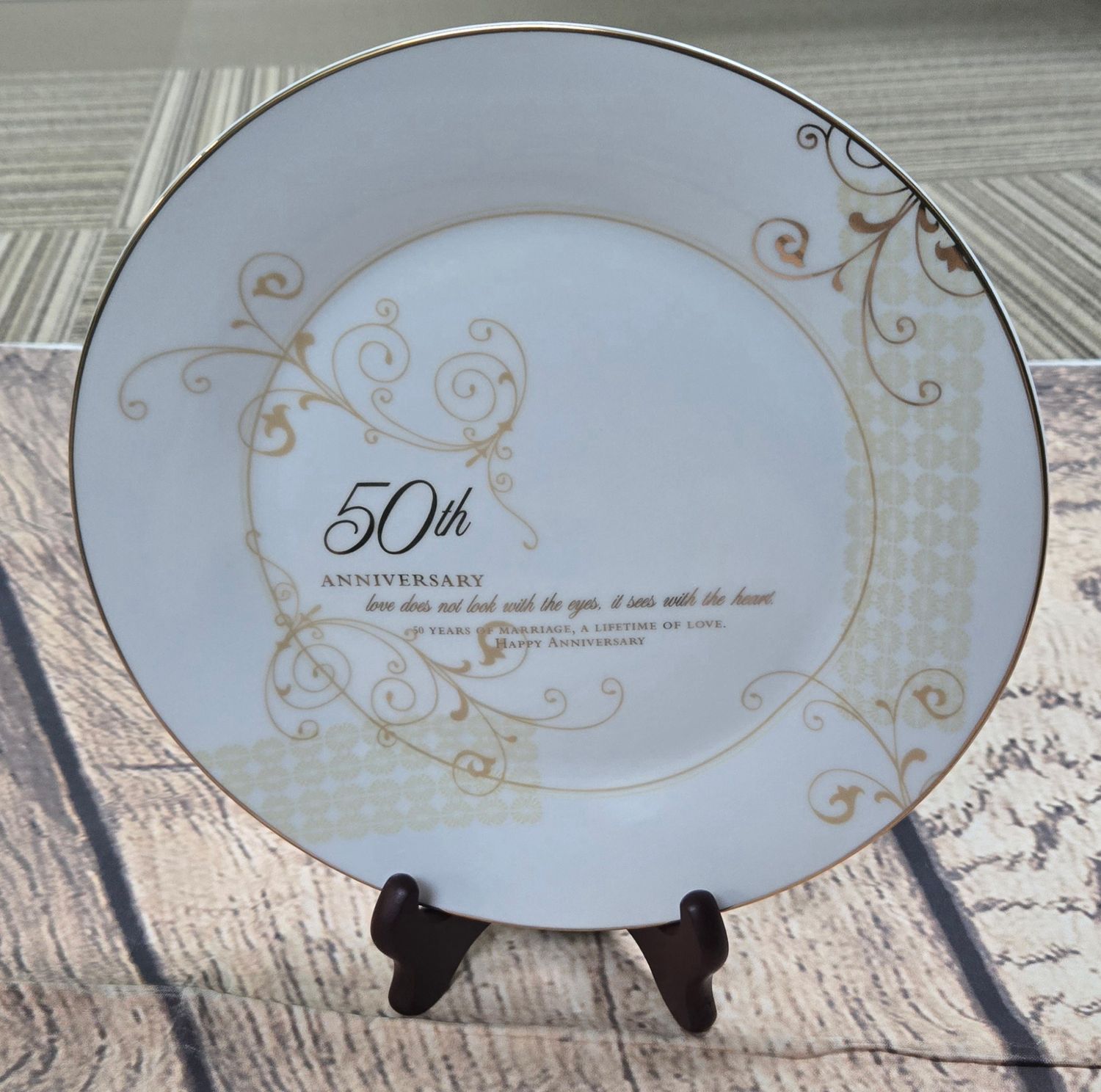 50th Wedding Anniversary Plate with Stand