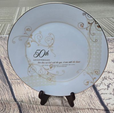 50th Wedding Anniversary Plate with Stand