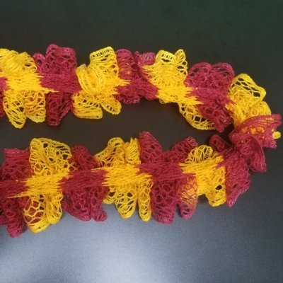 Maroon and Gold Ruffle Scarf
