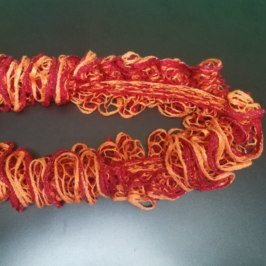 Red and Orange Ruffle Handmade Scarf