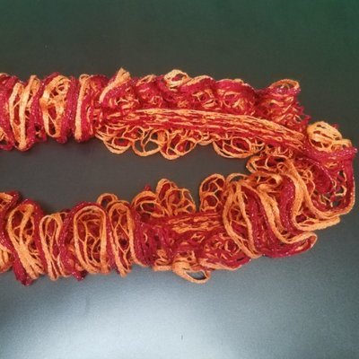 Red and Orange Ruffle Handmade Scarf