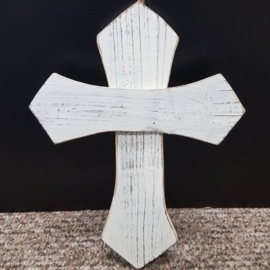 White Wash Wooden Cross