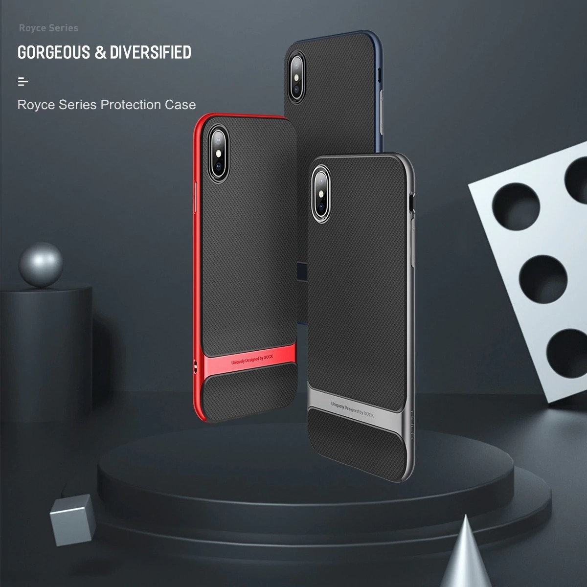New Rock Royce Luxury case for iPhone X and iPhone Xs with 3D Glass Protector