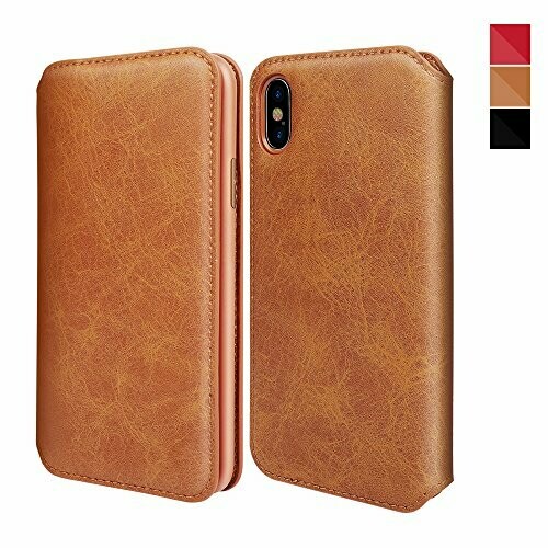 XUNDD Leather Flip Wallet Sensor Case for iPhone X, iPhone Xs and iPhone Xs Max