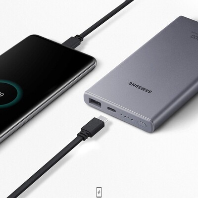Official Samsung 25W Battery Pack 10,000mAh Super Fast Charge Metallic Powerbank with USB Type C-C Cable