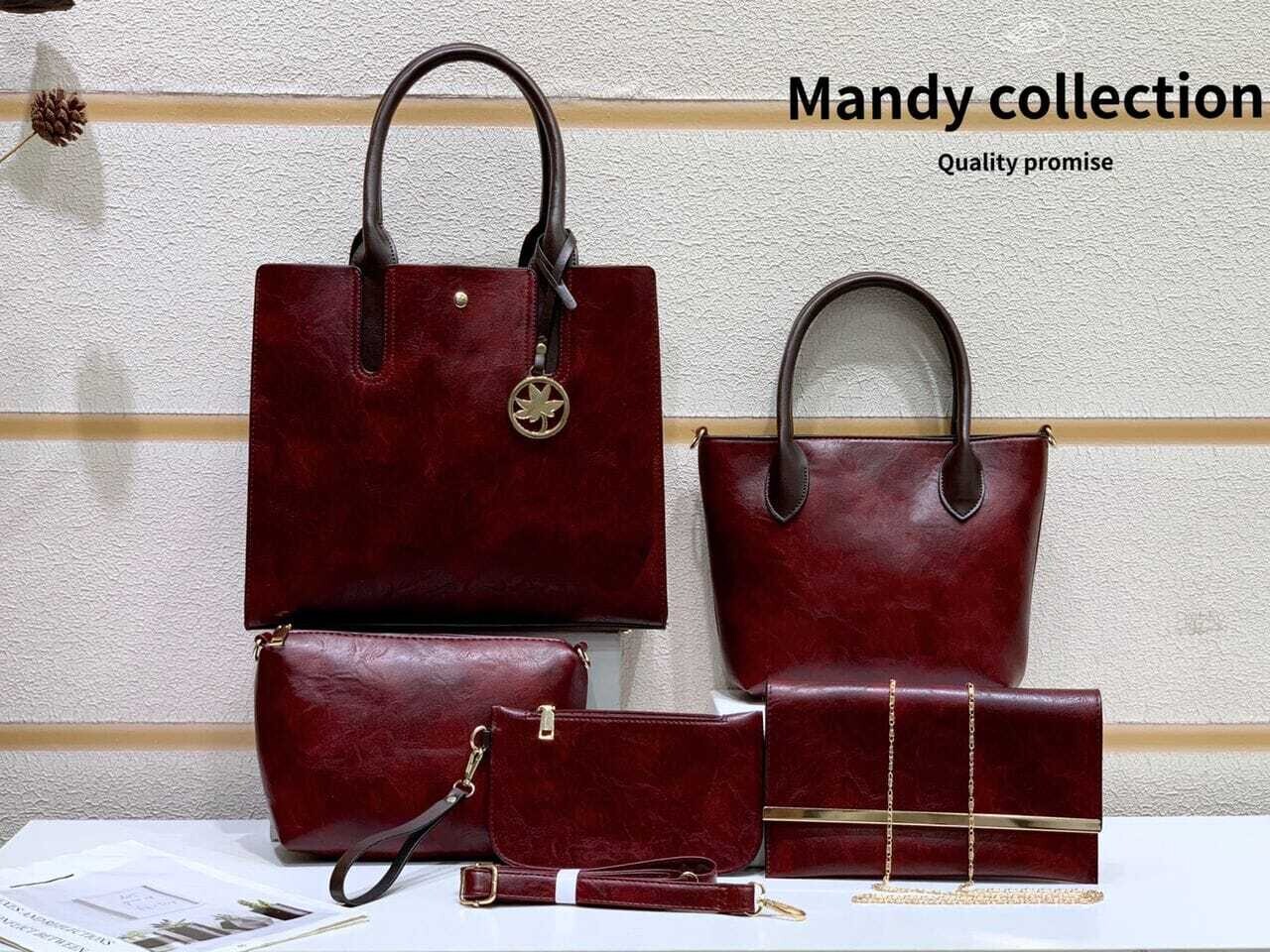 5 in 1 Mandy Collection Posh Design Fashion Pendant Premium High Quality Leather Women Shoulder Bag - 34492