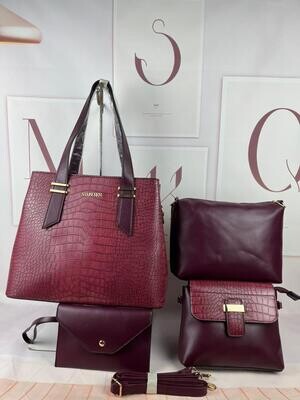 4 in 1 SAMSUSEN Premium High End Luxury Crocodile Skin Design Large Capacity Genuine Leather Women Handbags
