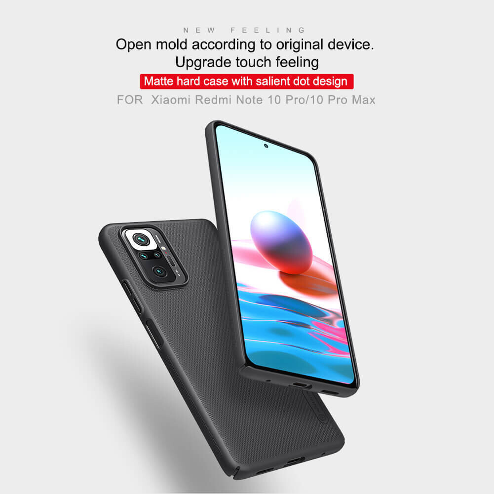 Xiaomi Redmi Note 10 Pro Nillkin Super Frosted Shield Matte Shield PC Case with Gift Cell Phone stand and 3D Screen Protector Glass