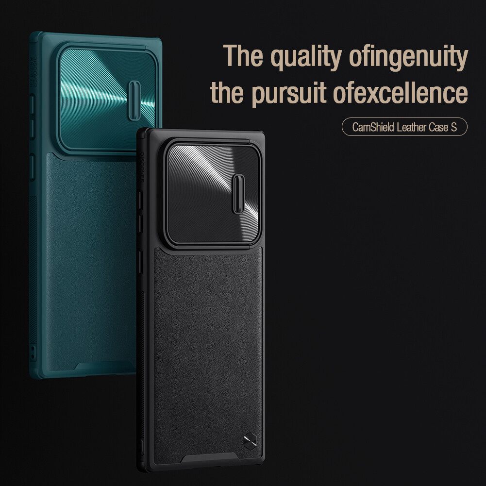 Samsung Galaxy S22 Ultra Ultimate Luxury Nillkin CamShield Leather Case S with Semi-Automatic Camera Lens Slider Cover