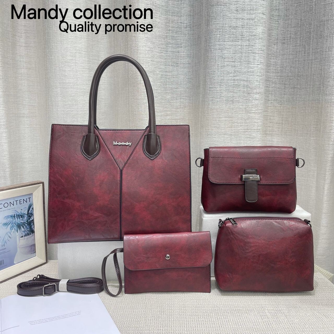 4 in 1 Mandy Collection Quality Promise Modern Design Genuine Leather Women Shoulder Bag - Code 7089