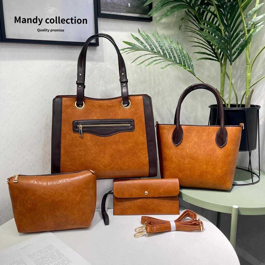 4 in 1 Mandy Collection Top Style Premium Official Large Capacity Modern Design Leather Women Shoulder Bags