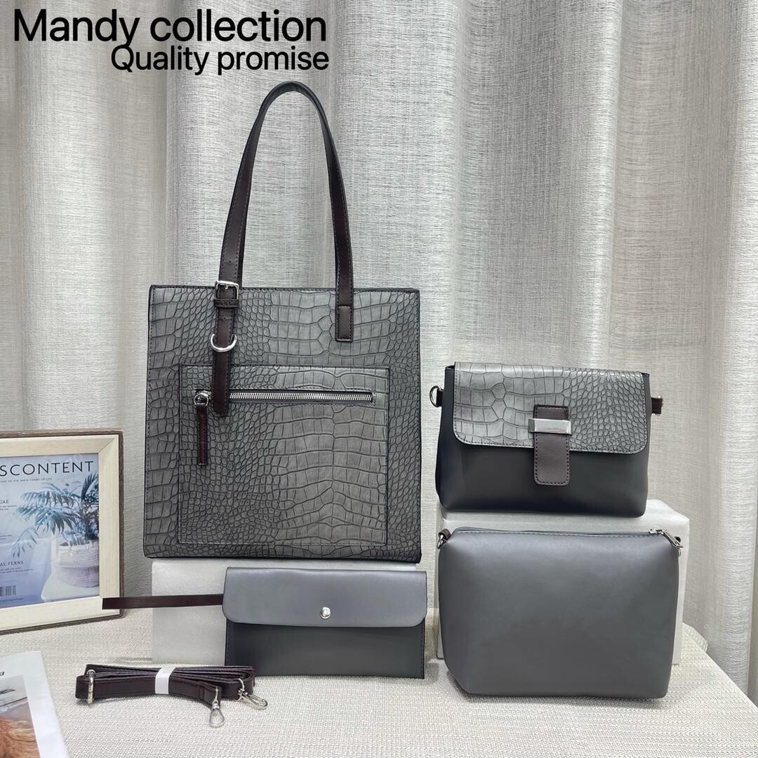 4 in 1 Mandy Collection Quality Promise Crocodile Skin Luxury Category Large Capacity Modern Design Leather Women Shoulder Bag