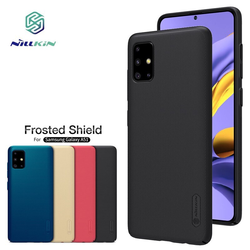 Samsung A71 Nillkin Super Frosted Shield Matte cover case with 3D screen Protector Glass and Gift Cell Phone stand