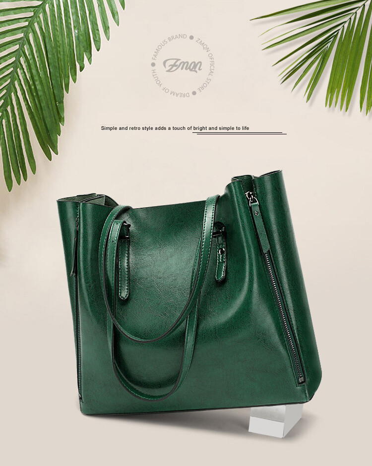 JANHE 2023 Pure Leather European Fashion Handbag Ladies Large Capacity Shoulder Crossbody TOTE Bag