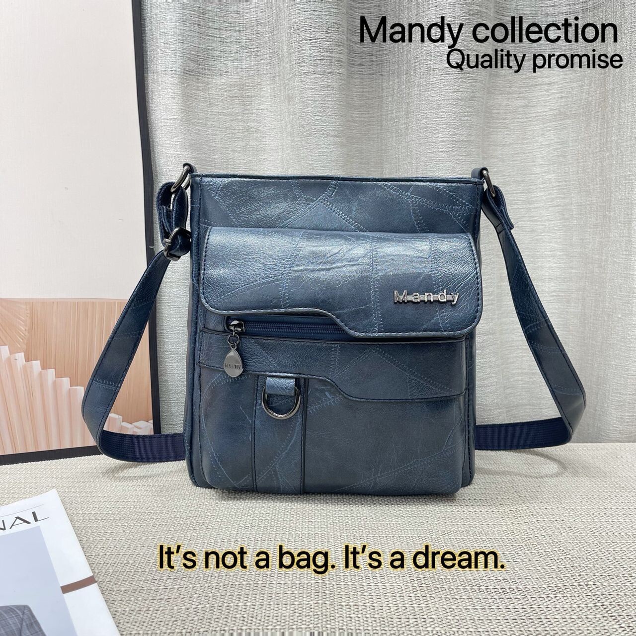 Mandy Business Choice 2023 Design Grain Leather Ladies Crossbody Shoulder Baby-Feel Soft Leather Bag