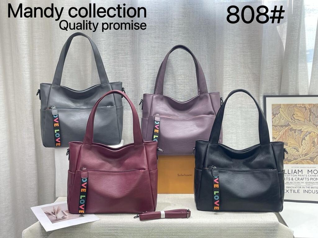 Mandy Love Pendant Grain Leather Modern Fashion Ladies Crossbody Shoulder Baby-Feel Soft Leather Tote Bag