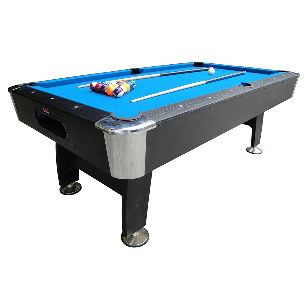 BCE Black Cat American Pool Table - 7ft - black with blue cloth - fixed leg
