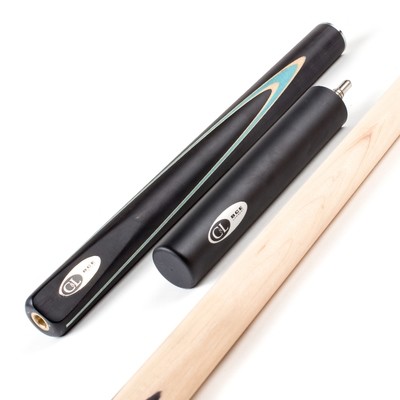 BCE 3 Piece English Pool Cue 4/5 Cut with 8.5mm Tip - 145cm - North American Maple and Ebony - Black/ Blue