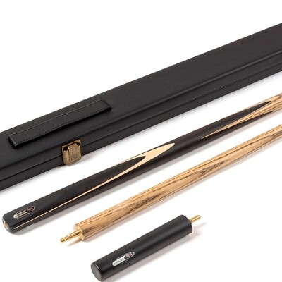 Riley Ronnie O'Sullivan 3 Piece Snooker Cue and Hard Case 5/7 Cut- Ebony Butt- 9.5mm Tip - 145cm - Black/ Natural Wood