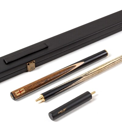 Riley England 3 Piece Snooker Cue and Hard Case 3/4 Cut- Ebony Butt with 9.5mm Tip - 145cm - Black/ Dark Wood