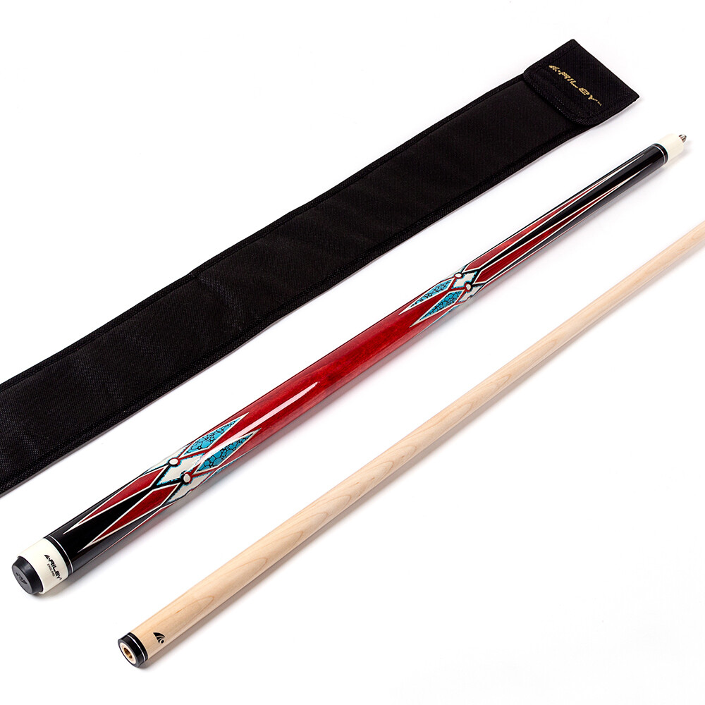 Riley American Pool Cue - Red - 13mm Tip and Maple Grip Section - 147cm