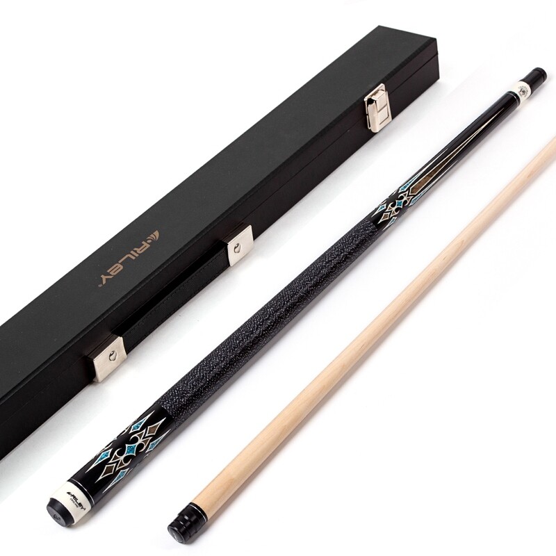 Riley Centurion American Pool Cue - Black - 13mm Tip and Linen Grip Section - 147cm
