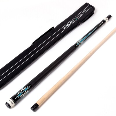 Riley Centurion American Pool Cue - Black - 13mm Tip and Leatherette Grip Section - 147cm