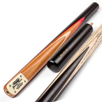 BCE 3 Piece Grand Master Snooker Cue and Hard Case 3/4 Cut- Layered Ebonised Black Wood Butt  - 9.5mm Tip - 145cm - Black/ Natural/ Red