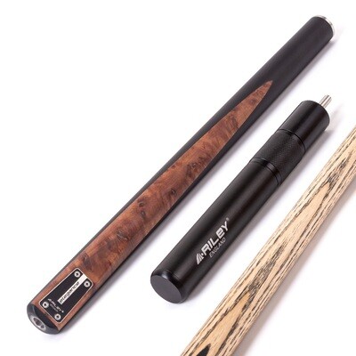 Riley Elegance - 3 Piece Snooker Cue and Hard Case 3/4 Cut- Ebony Butt- 9.5mm Pro Tip - 145cm - Black/ Natural Golden Madrone Burl Front Splice