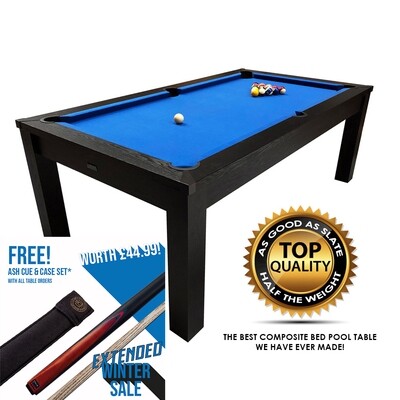 Riley Semi Pro American Pool Table- Black or Oak with Blue Cloth - 7ft - Metal Frame