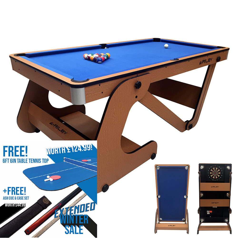 Riley Folding Pool Table with dartboard 6ft Vertical Folding