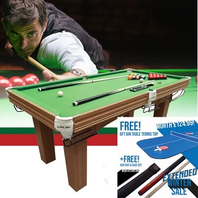 Riley Traditional Snooker Table - Oak Finish - Green Cloth - 6ft - Fixed Leg