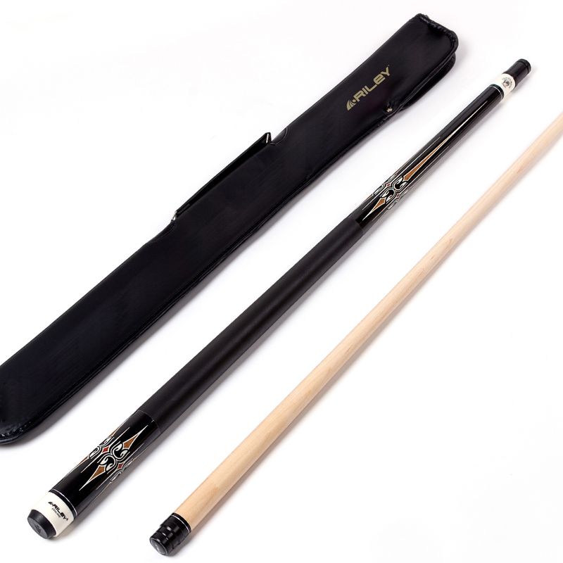 Riley Centurion American Pool Cue - Black - 13mm Tip and Leatherette Grip Section - 147cm