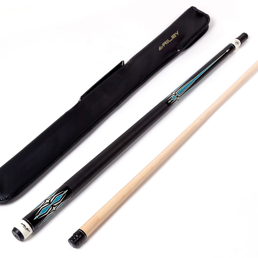 Riley Centurion American Pool Cue - Black - 13mm Tip and Leatherette Grip Section - 147cm