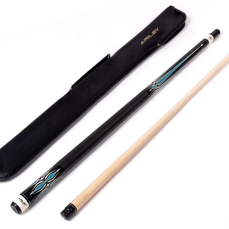 Riley Centurion American Pool Cue - Black - 13mm Tip and Leatherette Grip Section - 147cm