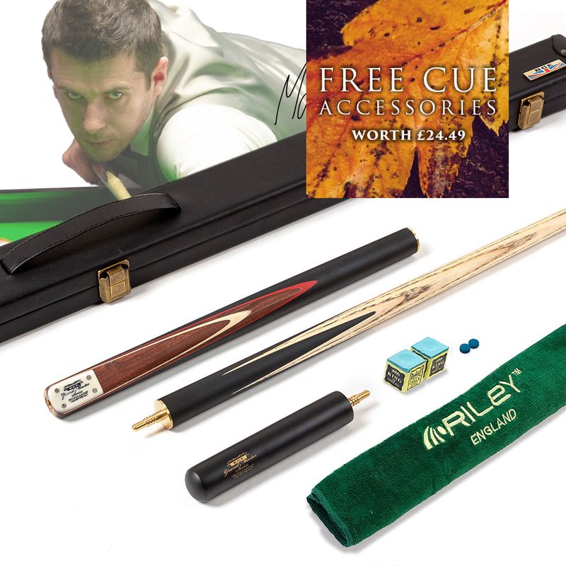 BCE 3 Piece Grand Master Snooker Cue and Hard Case 3/4 Cut- Layered Ebonised Black Wood - 9.5mm Tip - 145cm - Black/ Natural/ Red